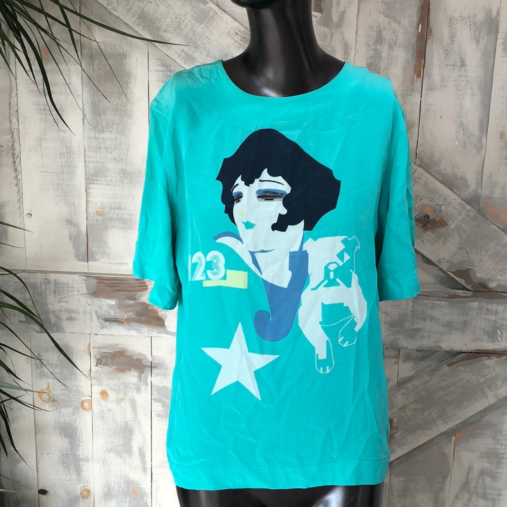 Vintage Escada Laurel retro graphic print silk blouse